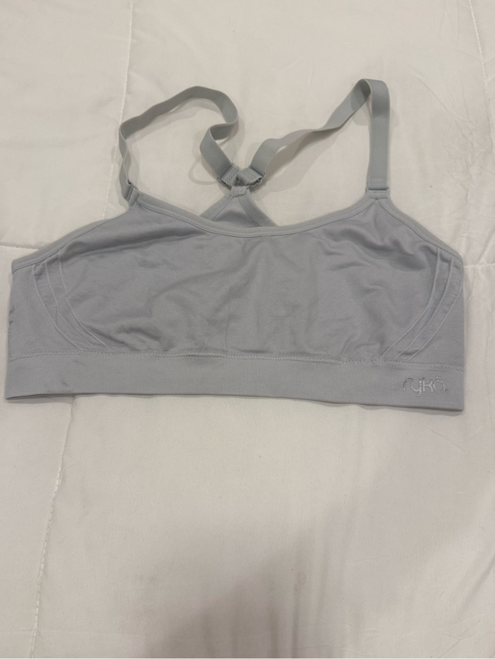 Ryka Light Gray Seamless Light Support Sports Bra Large